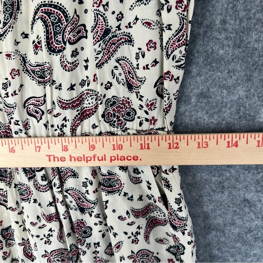 H&M DIVIDED Sleeveless Paisley Viscose Jumpsuit Cream Black Berry Red Size 6 - Picture 9 of 12
